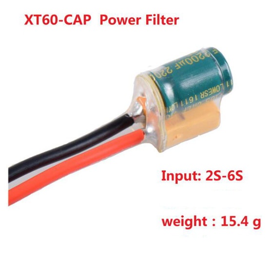 XT60-CAP power supply filter with 14AWG 10mm silicone cable 2S-6S 2200UF 25V for FPV flight controller ESC for RC Racing Drone