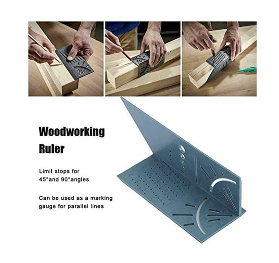 Woodworking 3D Mitre Angle Measuring Square 45 Degree and 90 Degree