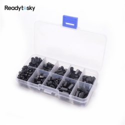 300pcs M3 Nylon Black M-F Hex Spacers Screw Nut Assortment Kit Stand-off Set for Quadcopter