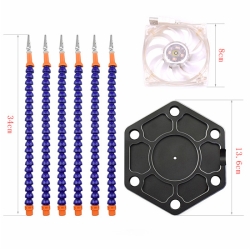 Six Flexible Arm Soldering Station with Fan